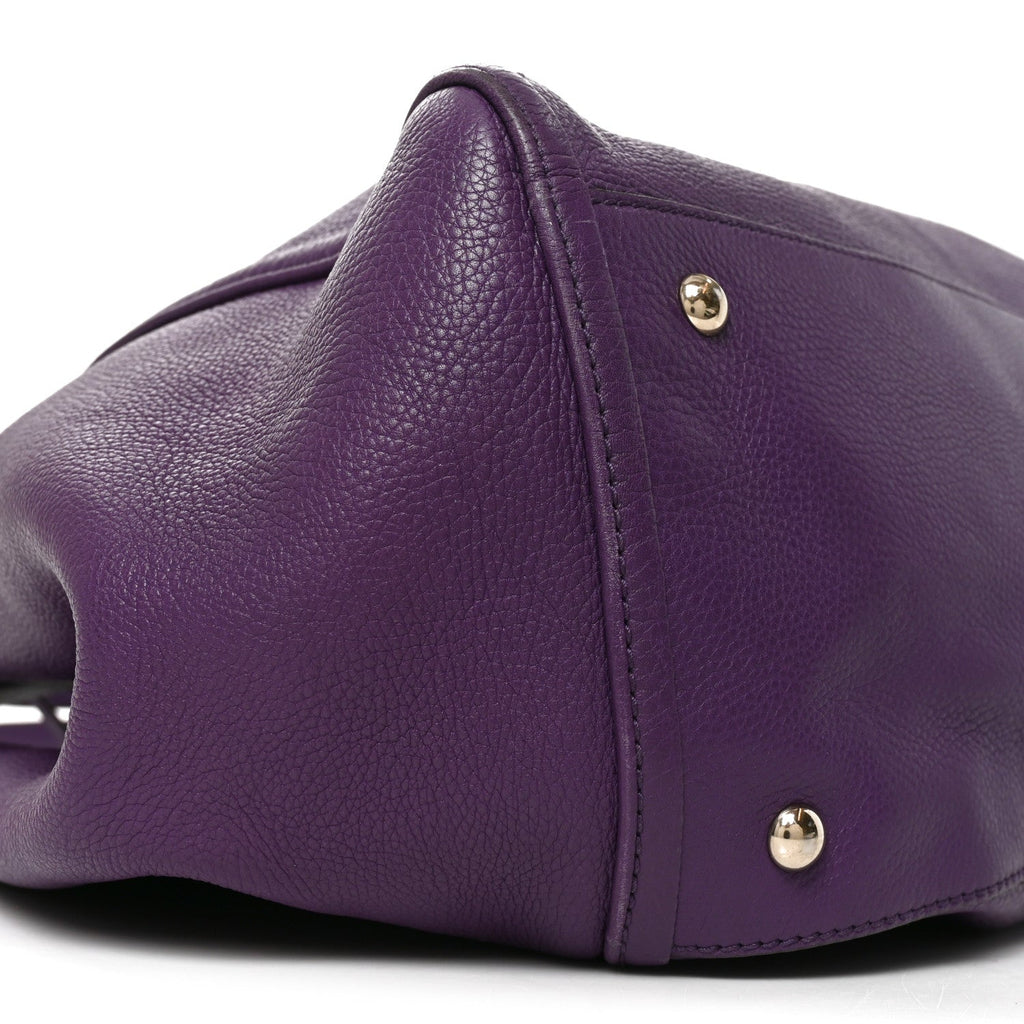 Pebbled Calfskin Large Soho Shoulder Bag Shine Purple