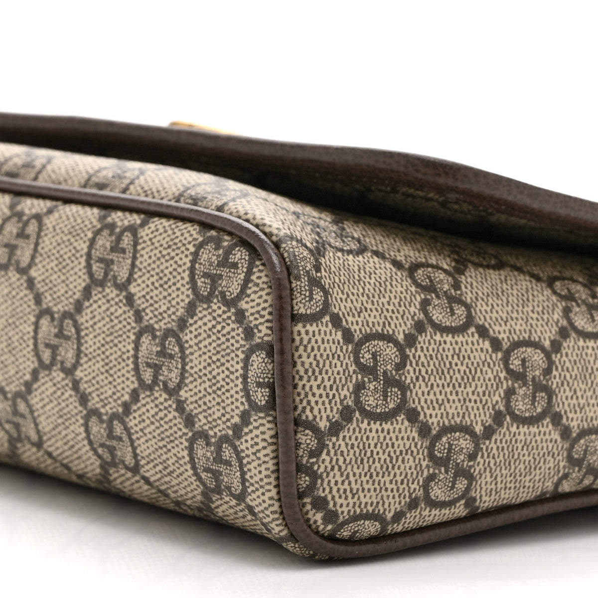 GG Supreme Monogram Textured Dollar Calfskin Web Mini Ophidia Shoulder Bag Beige Ebony New Acero