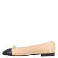 Lambskin Cap Toe CC Ballerina Flats 40.5 Beige Black