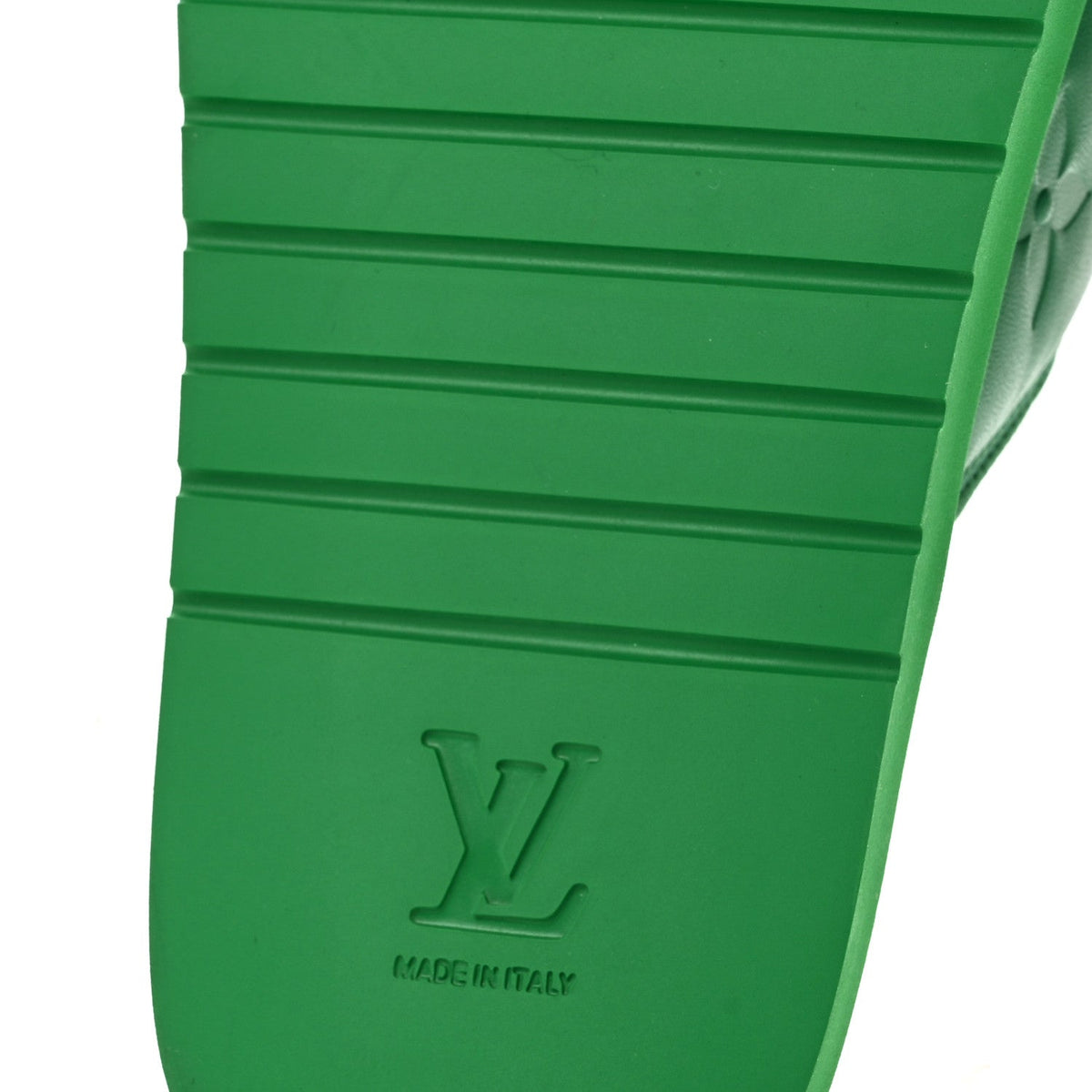 Embossed Monogram Pool Pillow Comfort Mules 9 Green