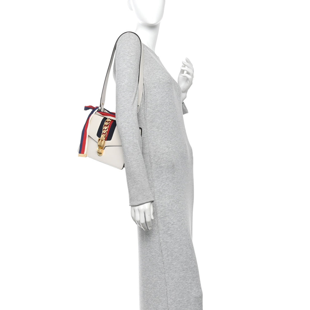 Calfskin Small Sylvie Shoulder Bag Off White