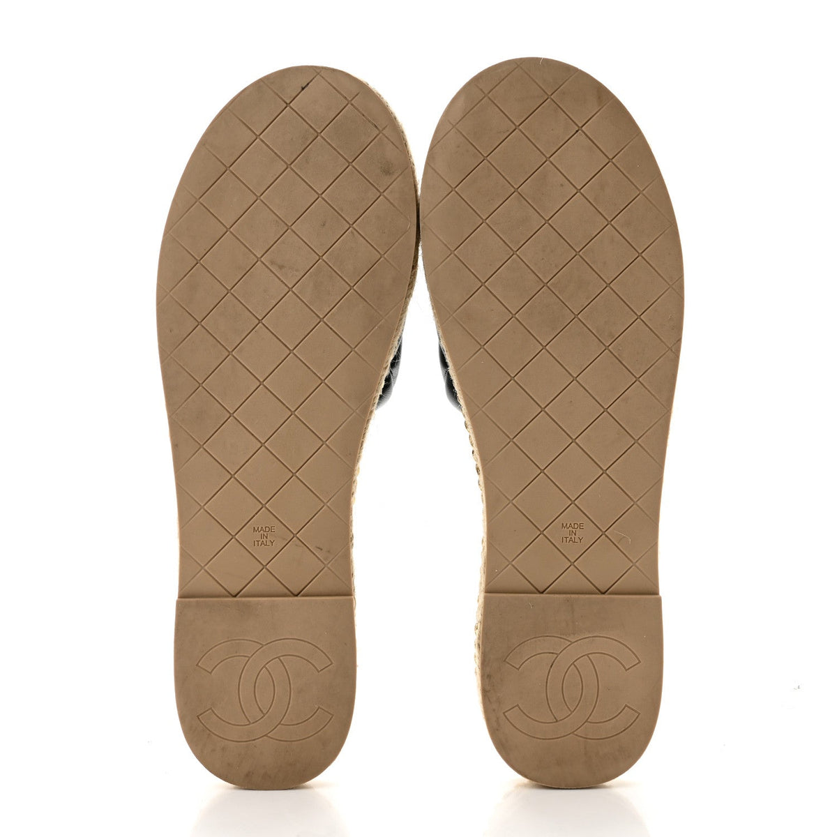 Lambskin Quilted CC Chain Espadrille Mules 38 Black Navy
