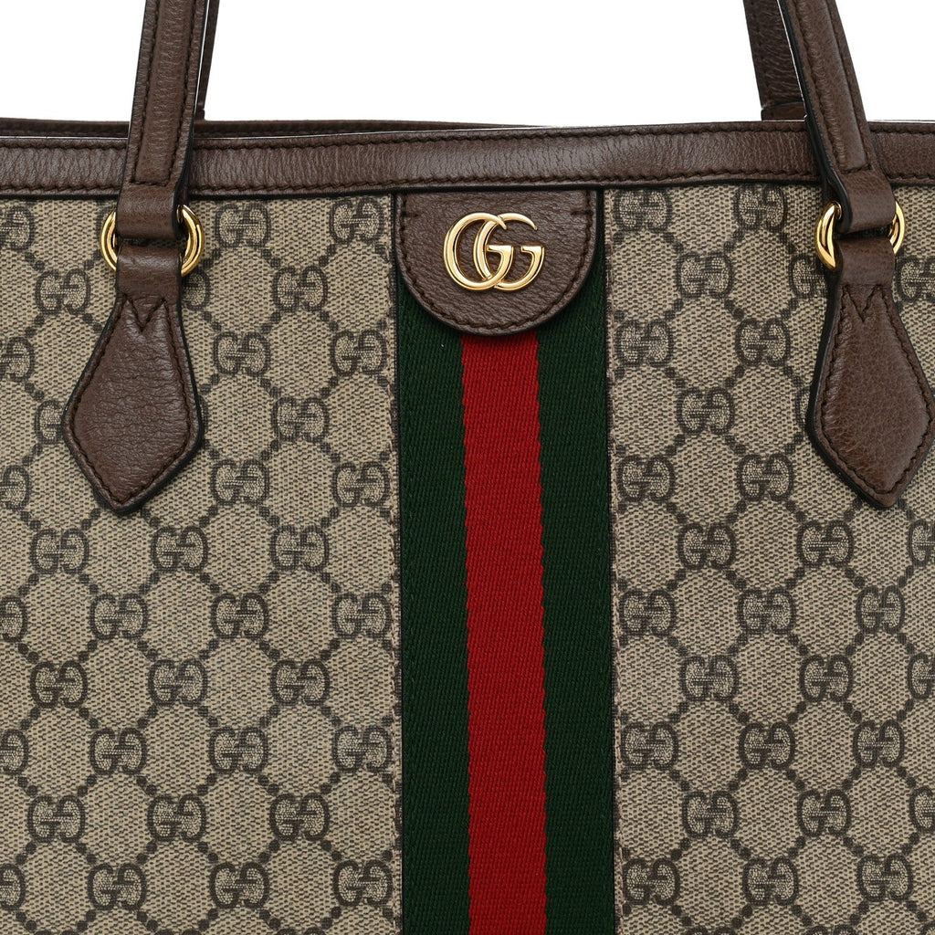 GG Supreme Monogram Medium Ophidia Shopping Tote Brown