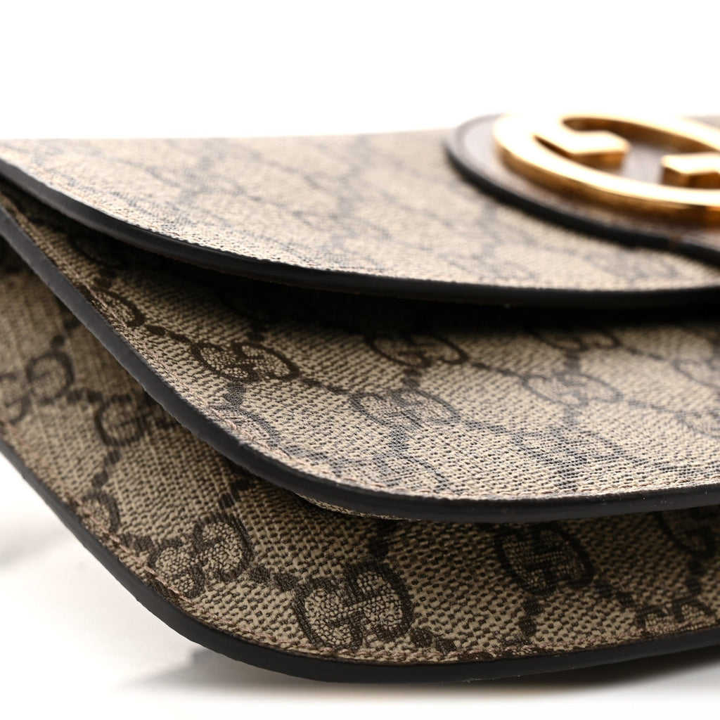 GG Supreme Monogram Textured Dollar Calfskin Blondie Belt Bag Beige Ebony New Acero