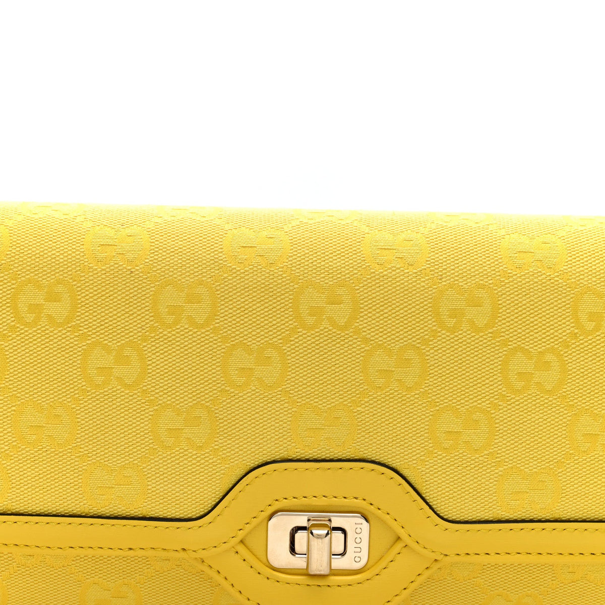 GG Monogram Textured Dollar Calfskin Small Luce Shoulder Bag Yellow Yellow
