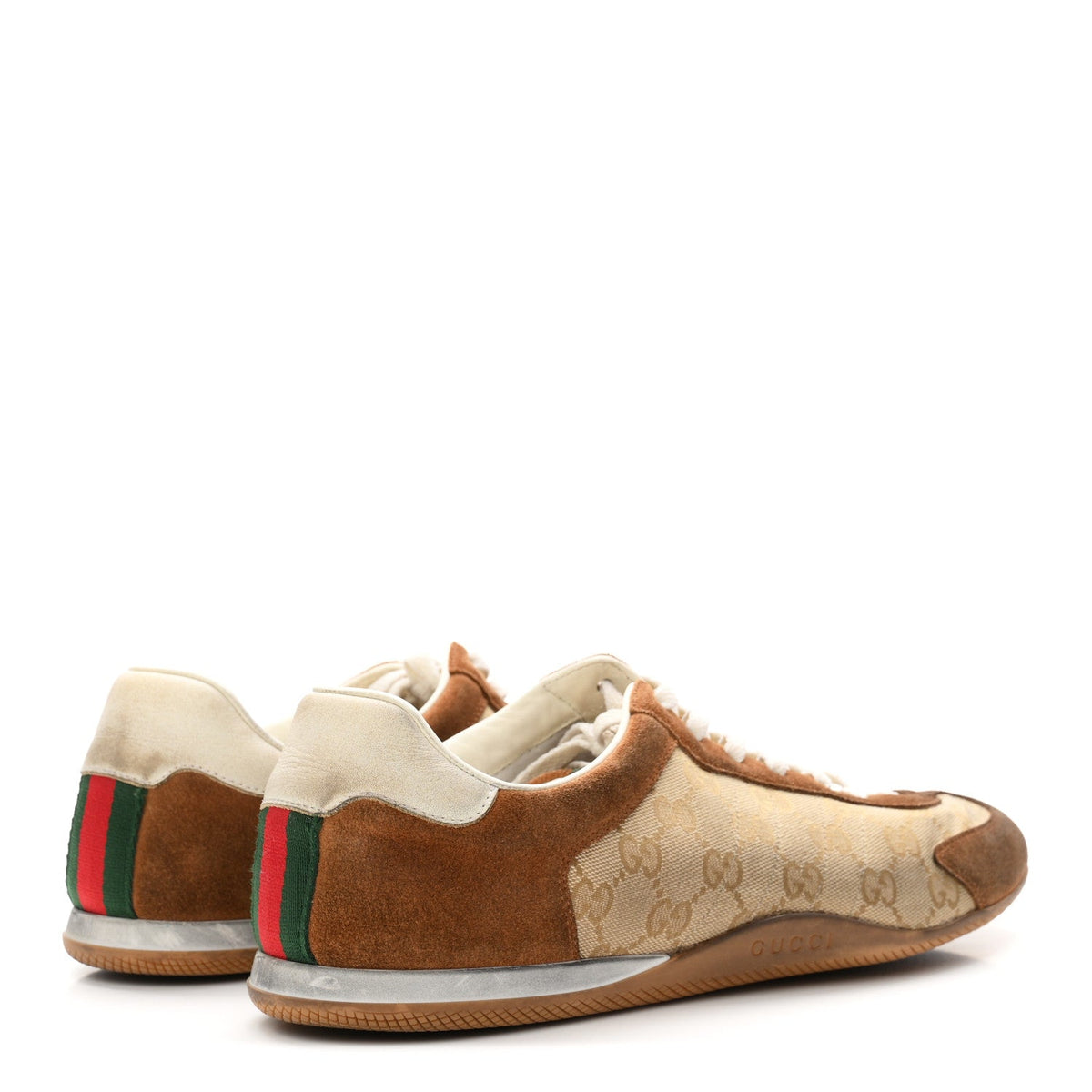 GG Monogram Suede Web Mens Shift Sneakers 10.5 Beige Brown