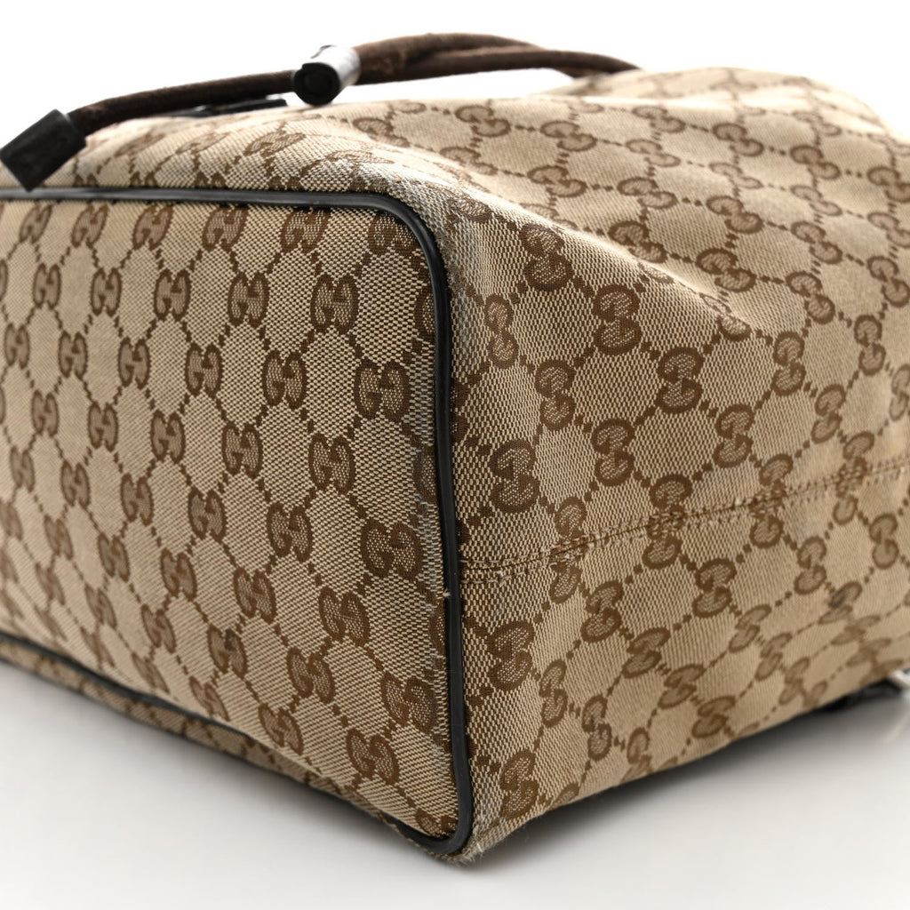Monogram Dollar Calfskin O Drawstring Backpack Beige Ebony Testa di Moro Dark Chocolate