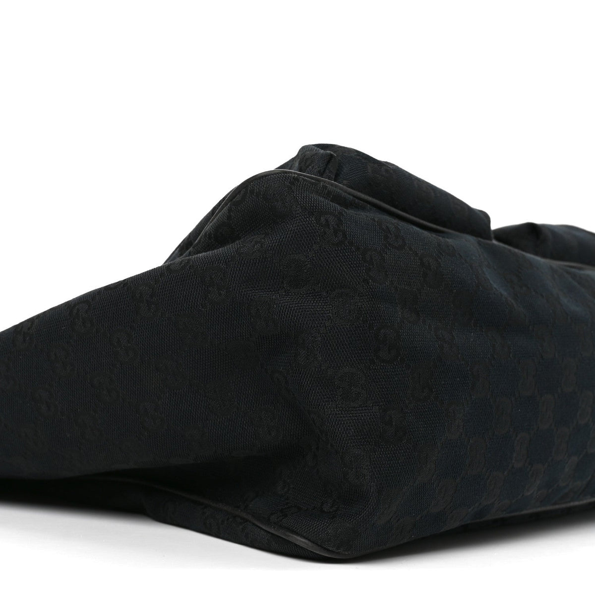 GG Monogram Medium Web Handle Double Pocket Tote Black