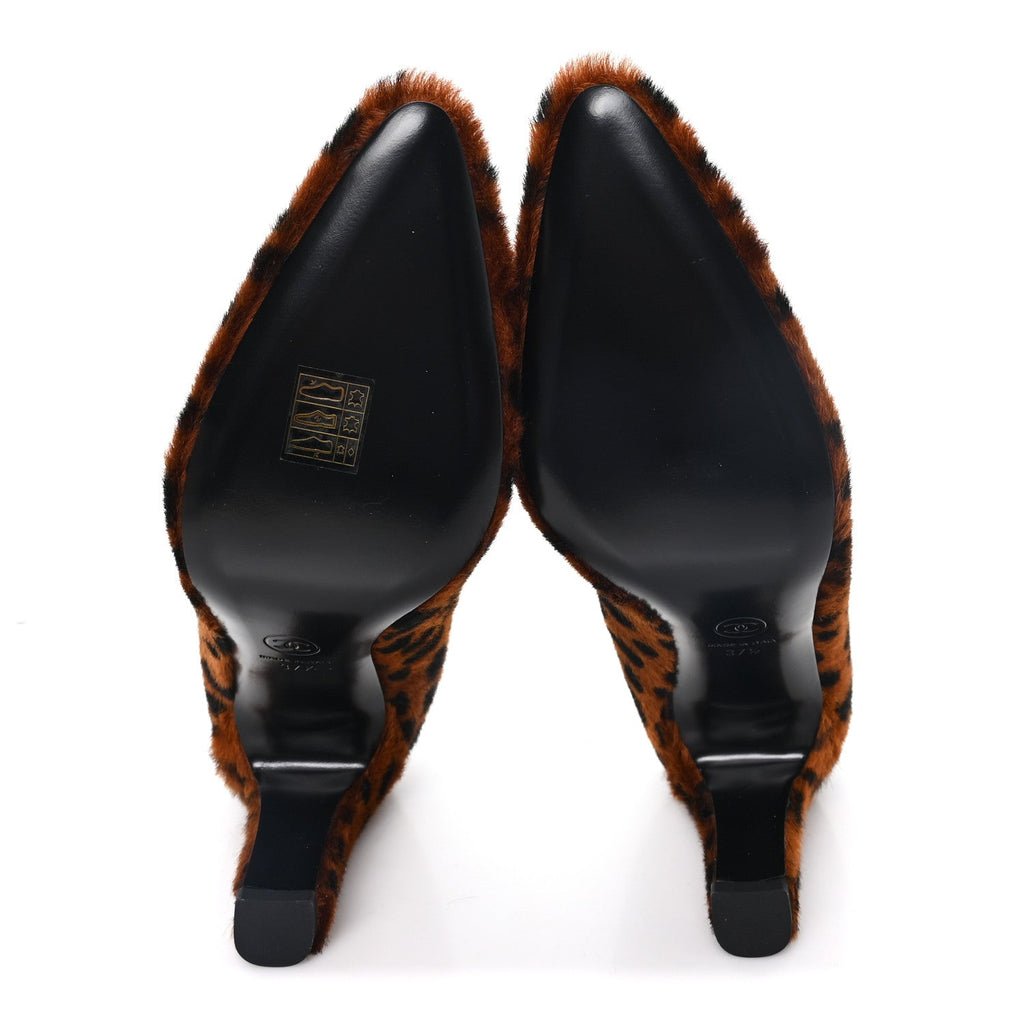 Pony Hair Lambskin Pumps 37.5 Brown Black