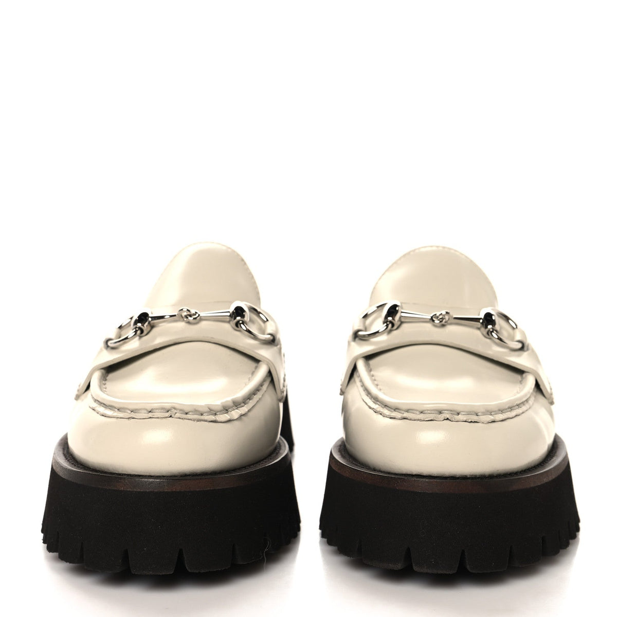 Cordovan Lux Horsebit Platform Mules 37 Mystic White