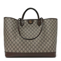 GG Supreme Monogram Textured Calfskin Medium Ophidia Shoulder Tote Bag Beige Ebony New Acero