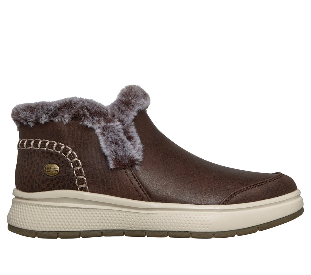 Skechers Slip-ins: BOBS Skip Cute Wave - Bliss Booties, CHOCOLATE