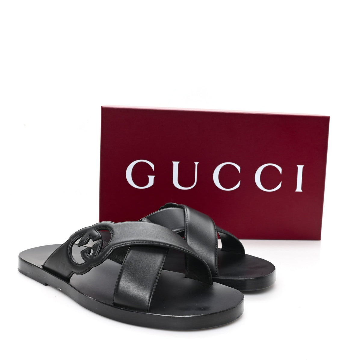 Cosmos Softy Calfskin Interlocking G Sandals 12 Black