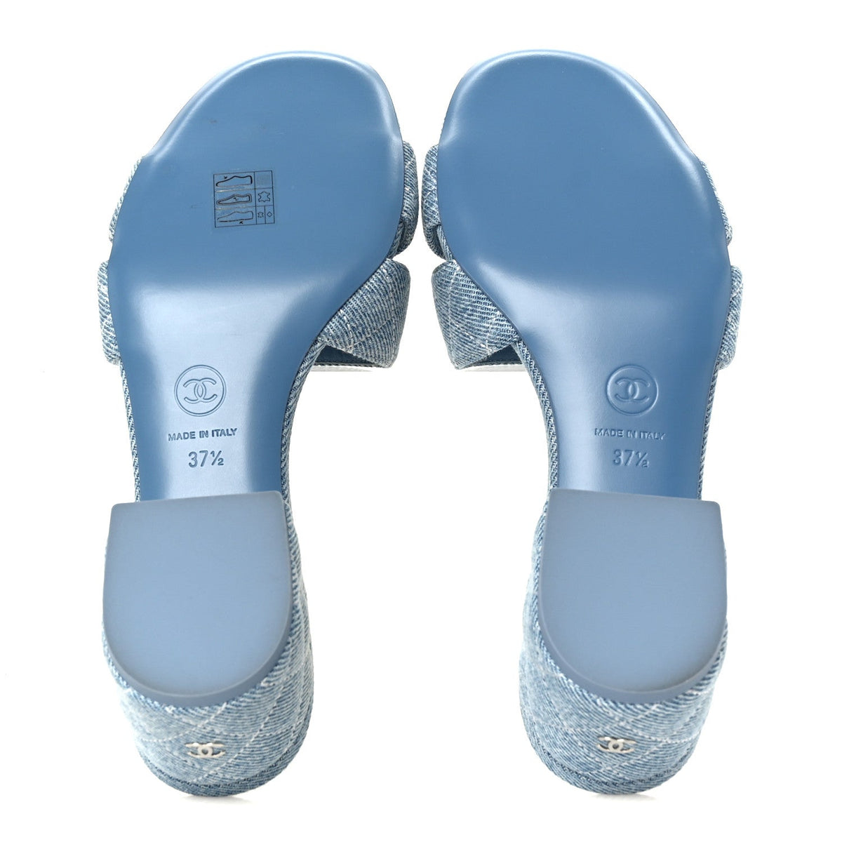 Denim Quilted Mules 38 Blue 37.5 Blue