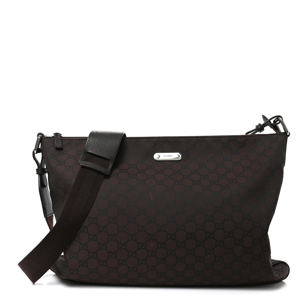 Nylon Monogram Messenger Bag  Dark Brown