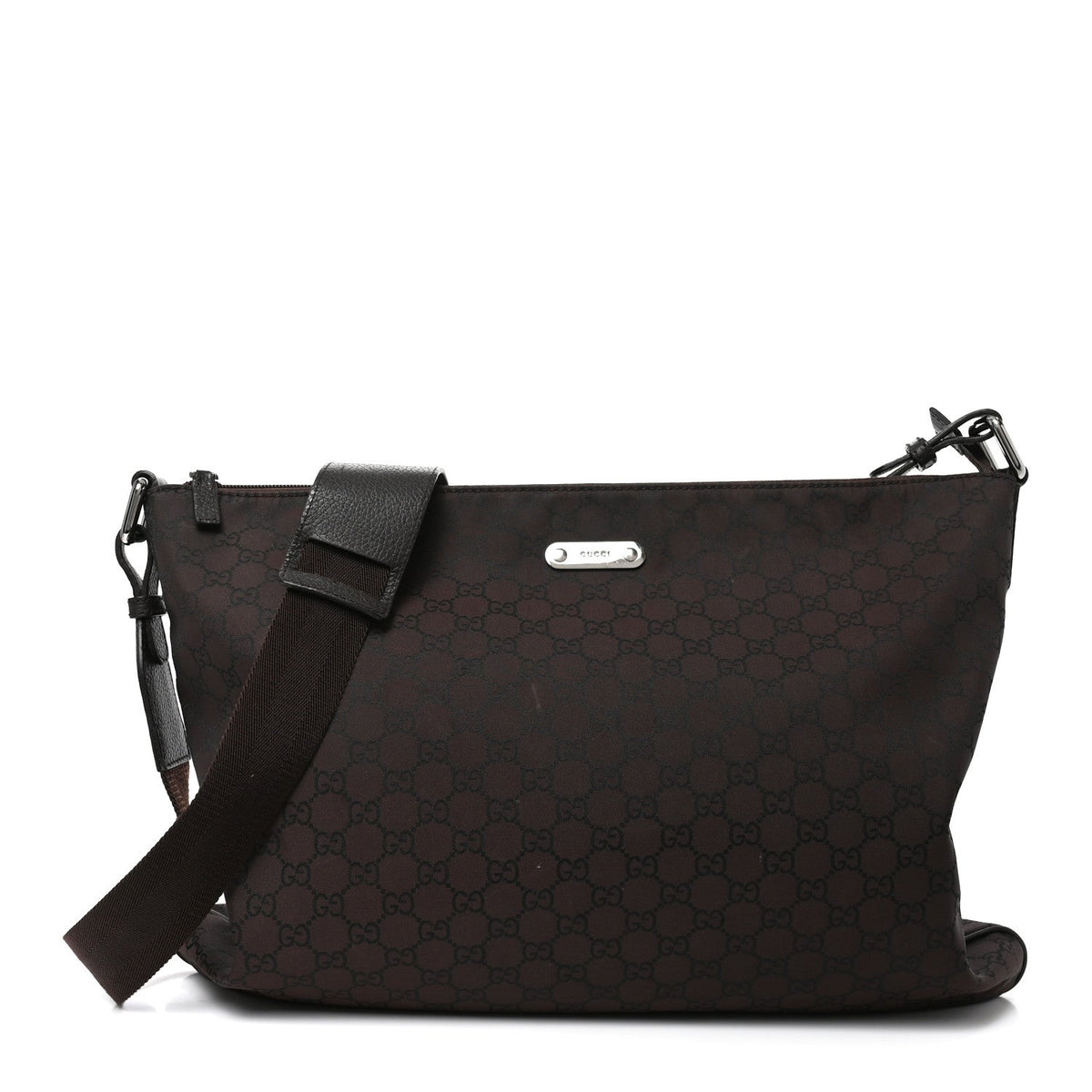 Nylon Monogram Messenger Bag  Dark Brown