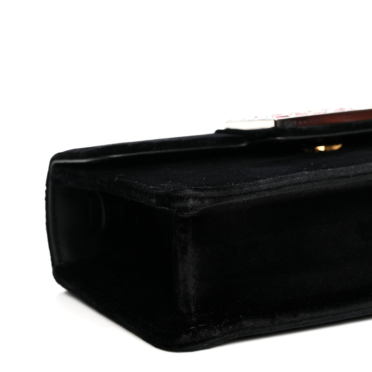 Velvet Crystal Square G Shoulder Bag Black