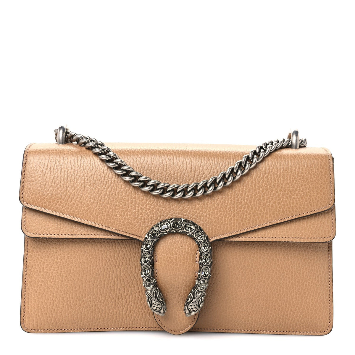 Dollar Calfskin Crystal Small Dionysus Shoulder Bag Natural Tan Black Diamond