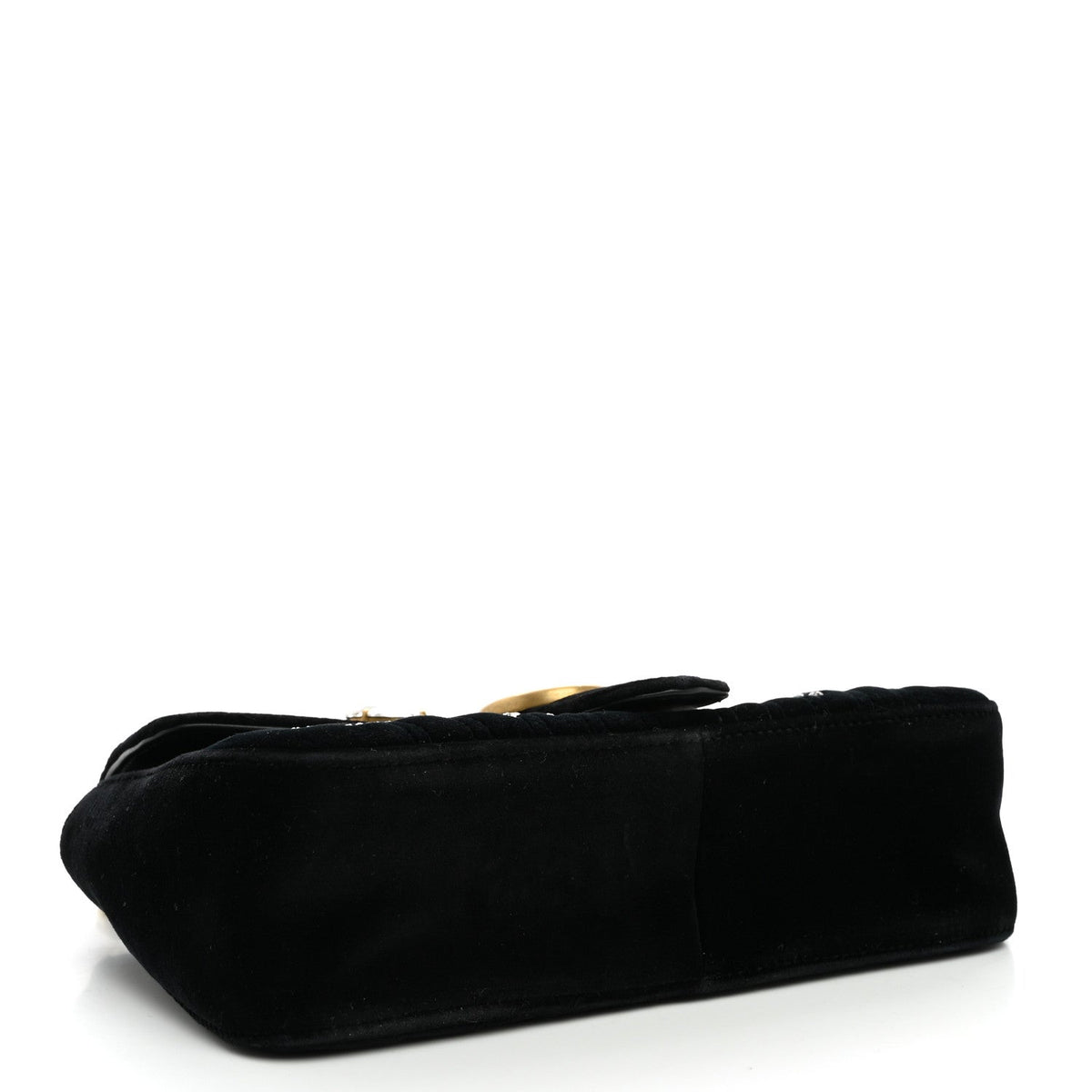 Velvet Matelasse Marquise Crystals Embroidered Small GG Marmont Shoulder Bag Black
