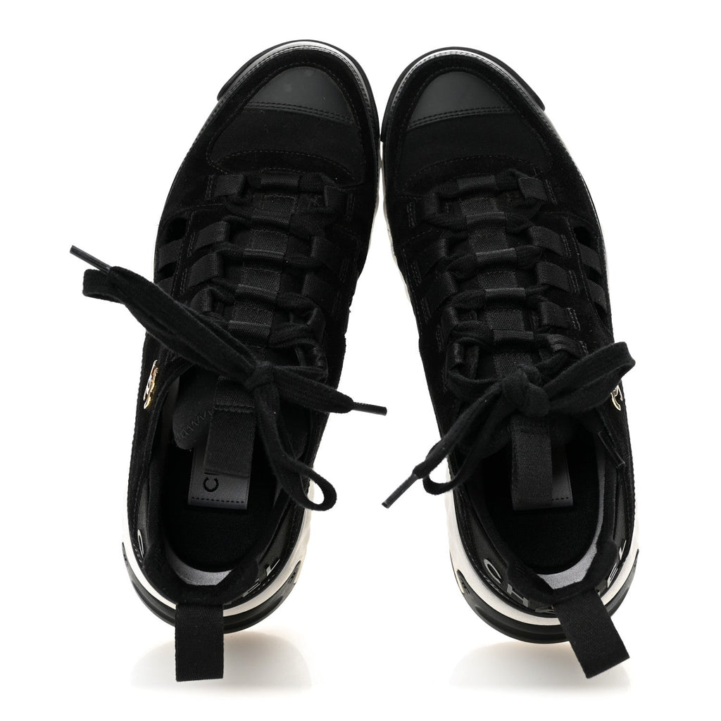 Velvet Calfskin Mixed Fibers CC Sneakers 35.5 Black