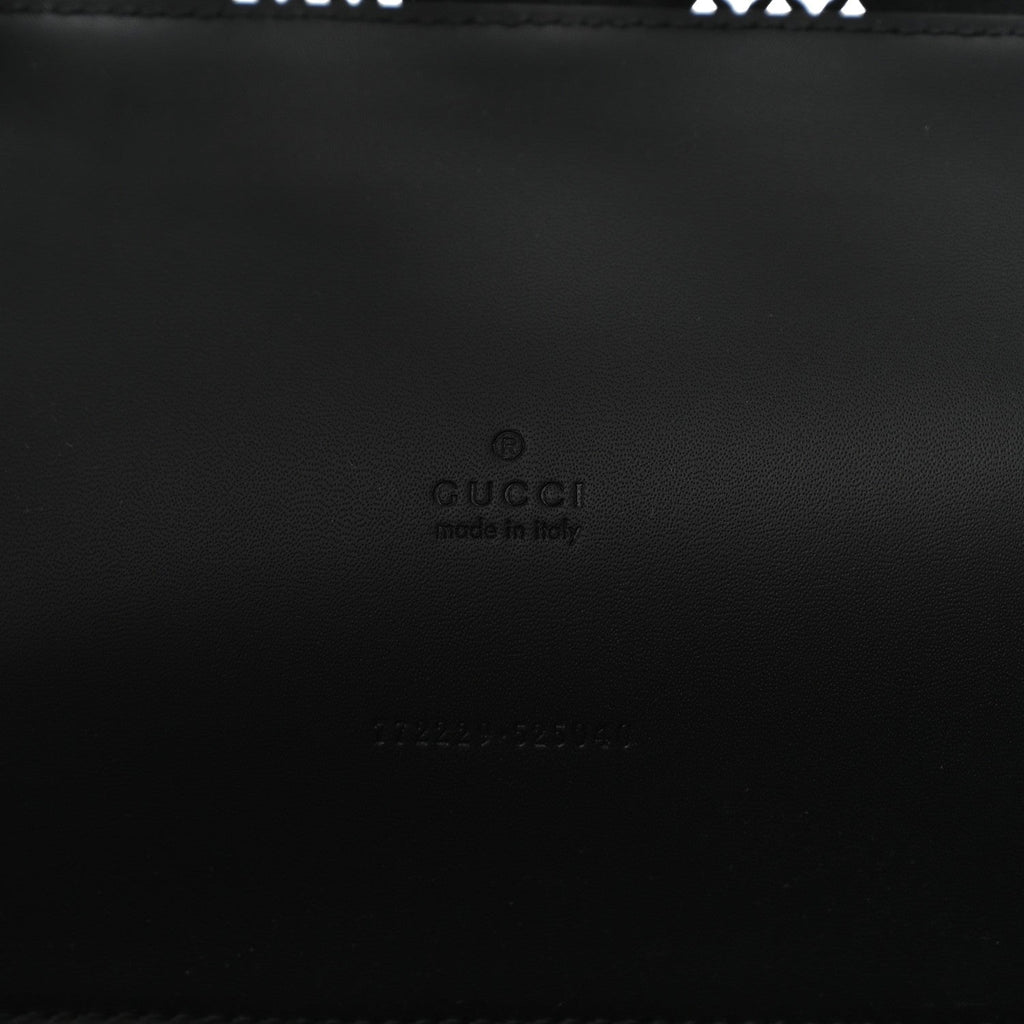 Calfskin GG Monogram Diamond Cut Medium Ophidia Tote Bag Black