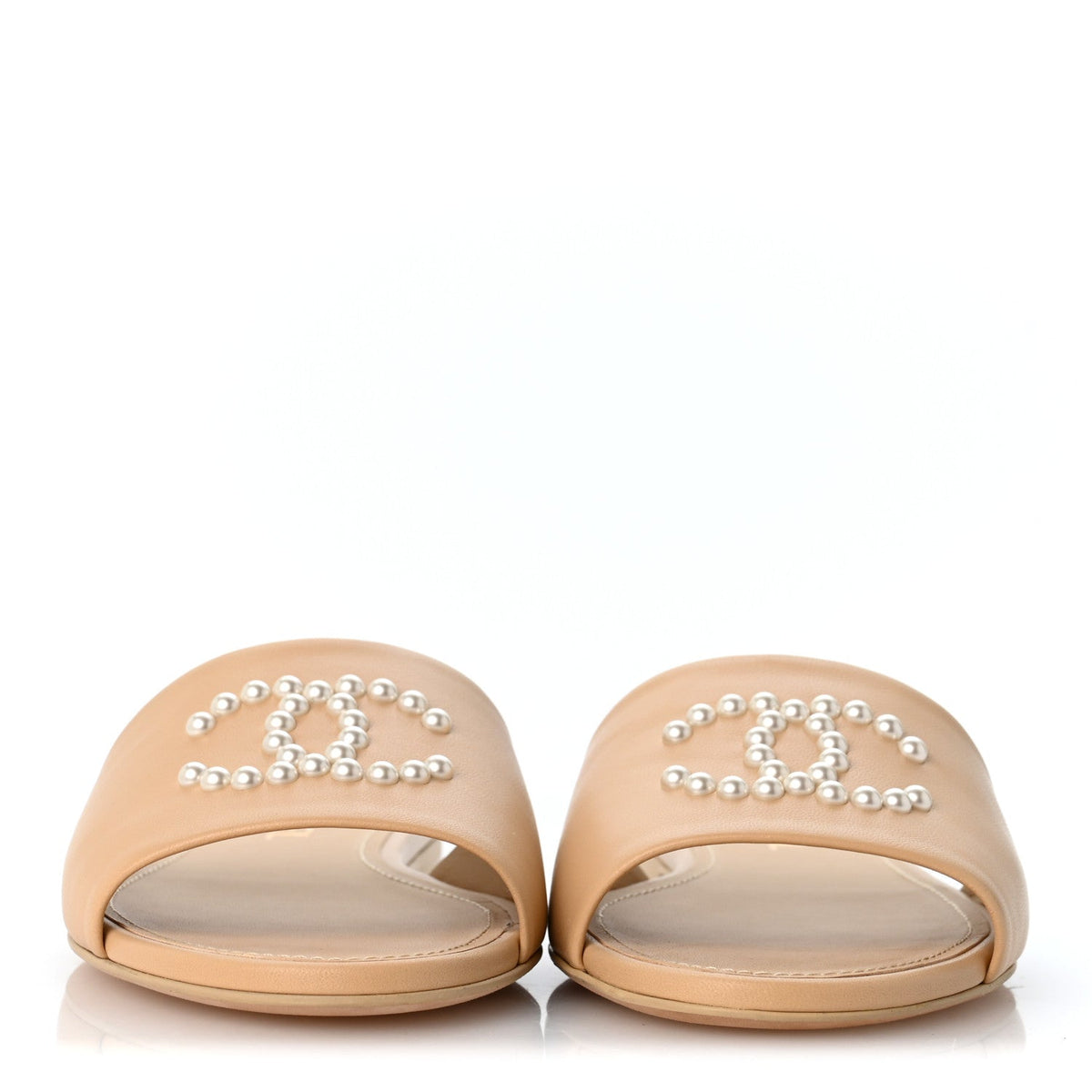 Lambskin Pearl CC Sandals 39 Black