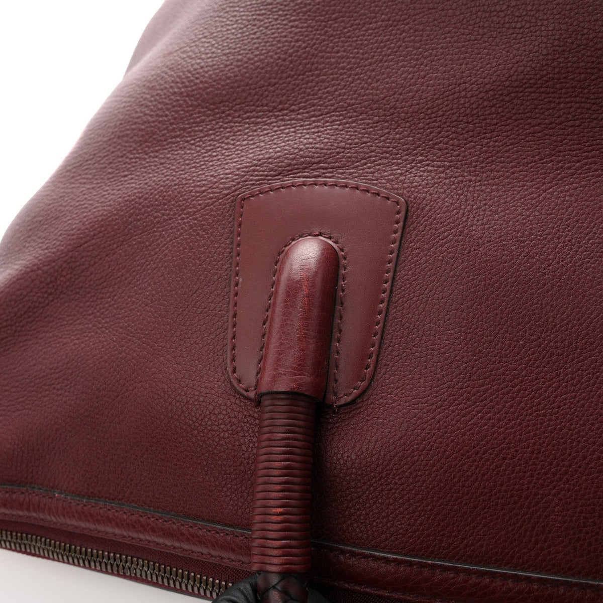 Grained Calfskin Duffle Bag Burgundy