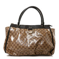 Crystal Monogram Large D Gold Ring Tote Dark Brown