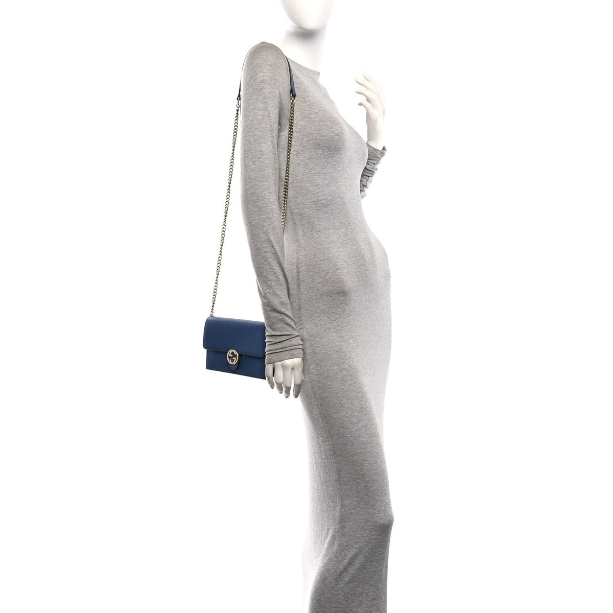 Dollar Calfskin Interlocking G Chain Wallet Caspian