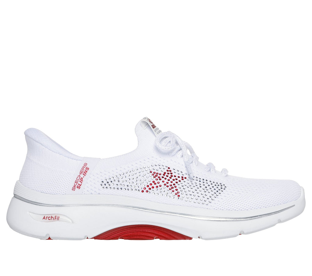 Skechers Slip-Ins: GO WALK Arch Fit 2.0 - July, WHITE / RED / SILVER