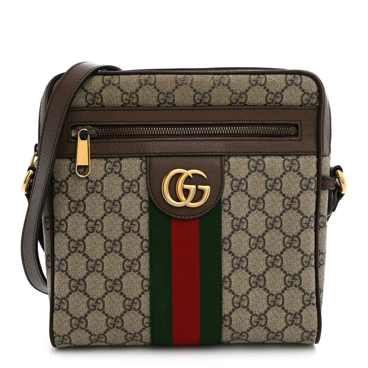 GG Supreme Monogram Web Small Ophidia Messenger Bag Brown