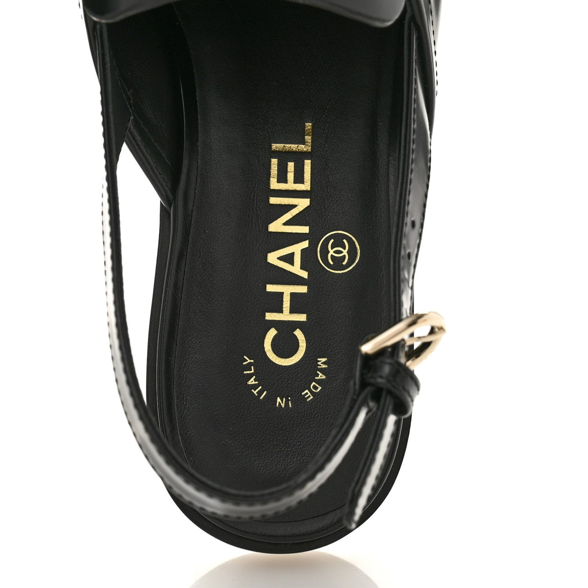 Shiny Calfskin Slingback Loafers 39.5  Black