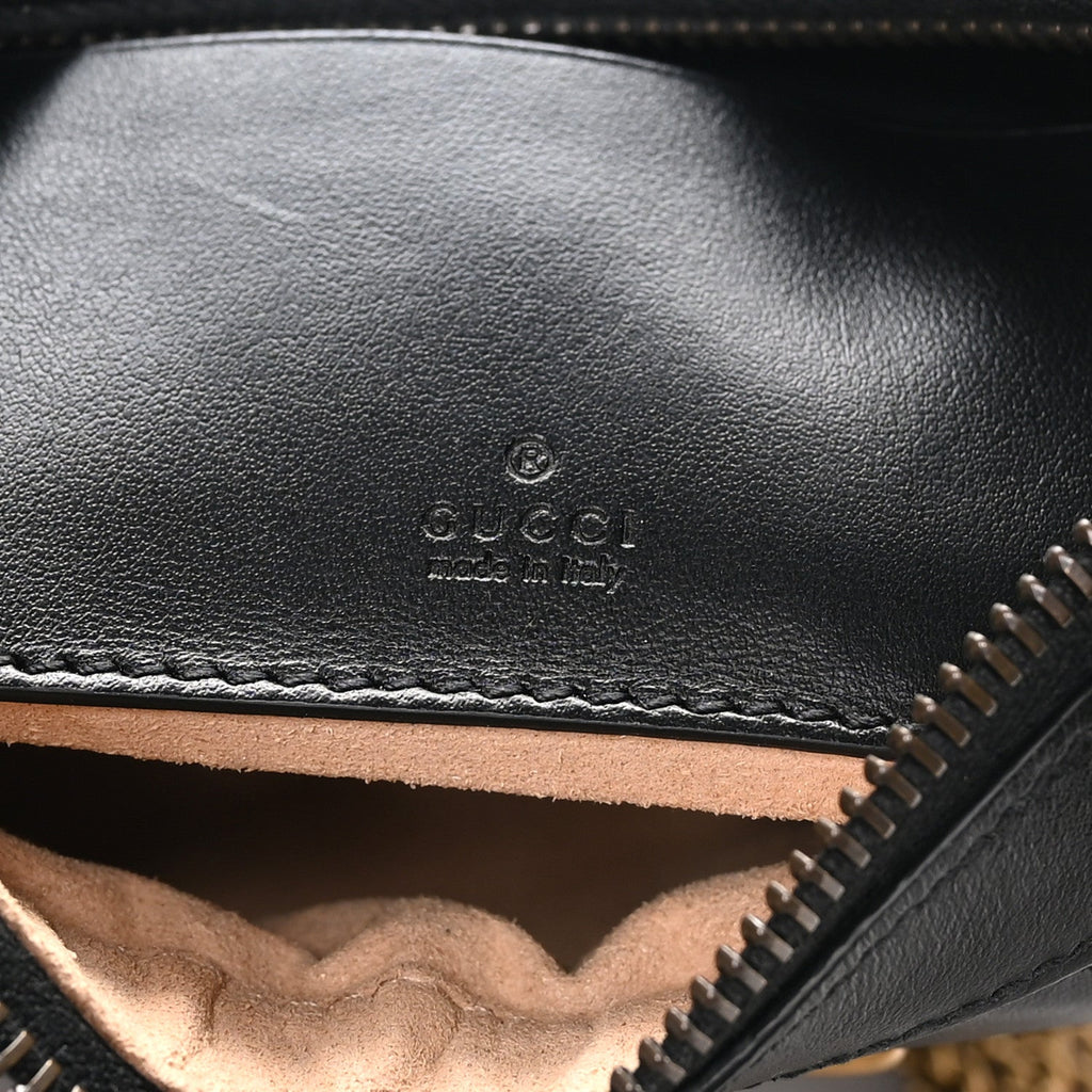 Calfskin Matelasse Chevron Mini GG Marmont Half Moon Hobo Black
