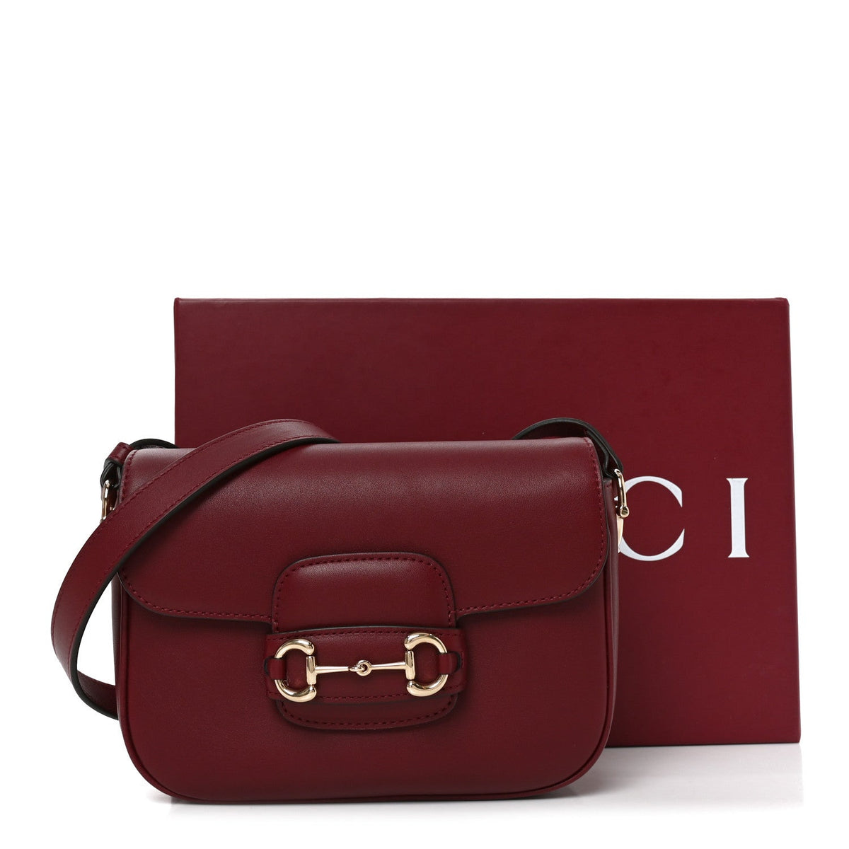 Arabella Calfskin Horsebit 1955 Shoulder Bag Rosso Ancora