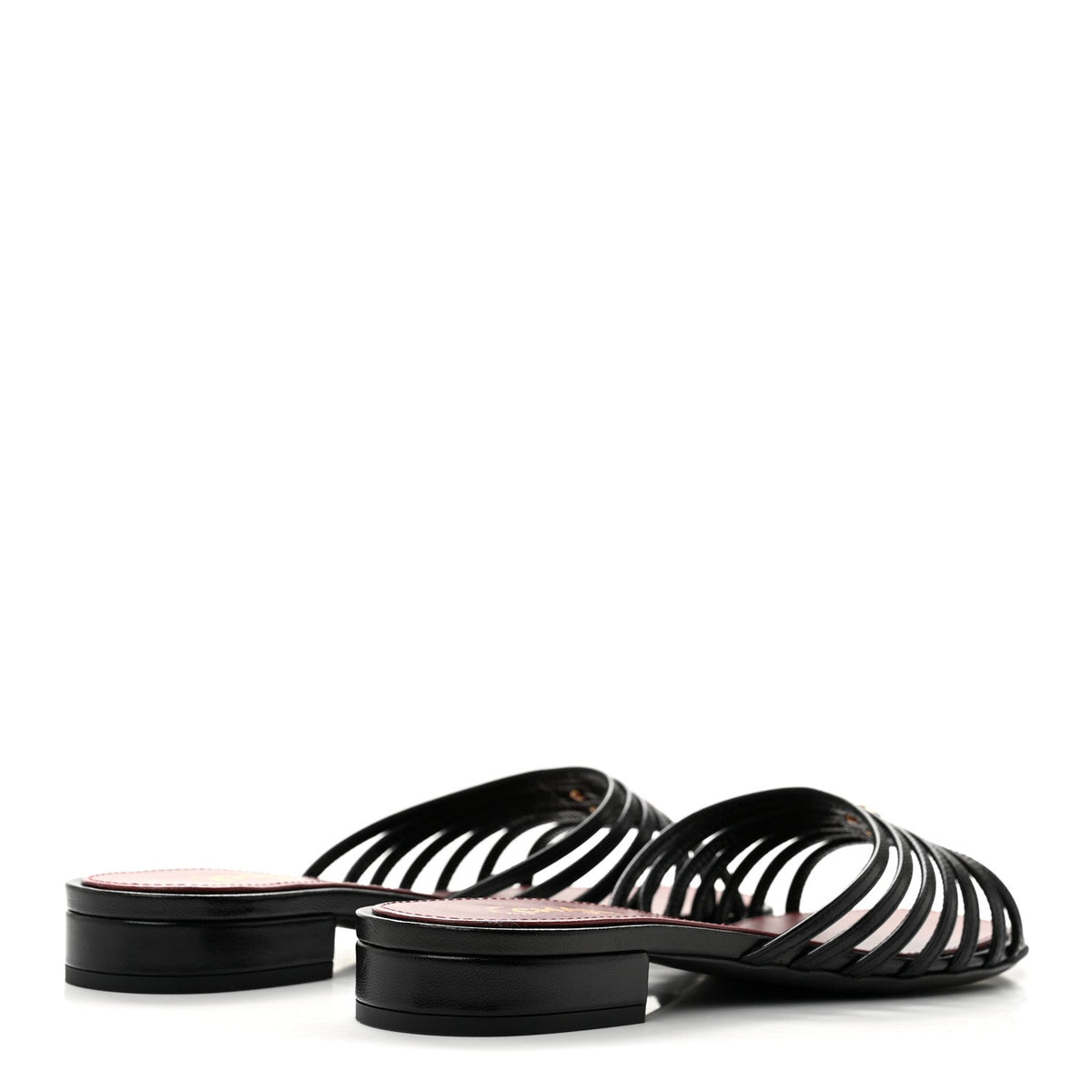 Goatskin Caged CC Slide Sandals 35.5 Black