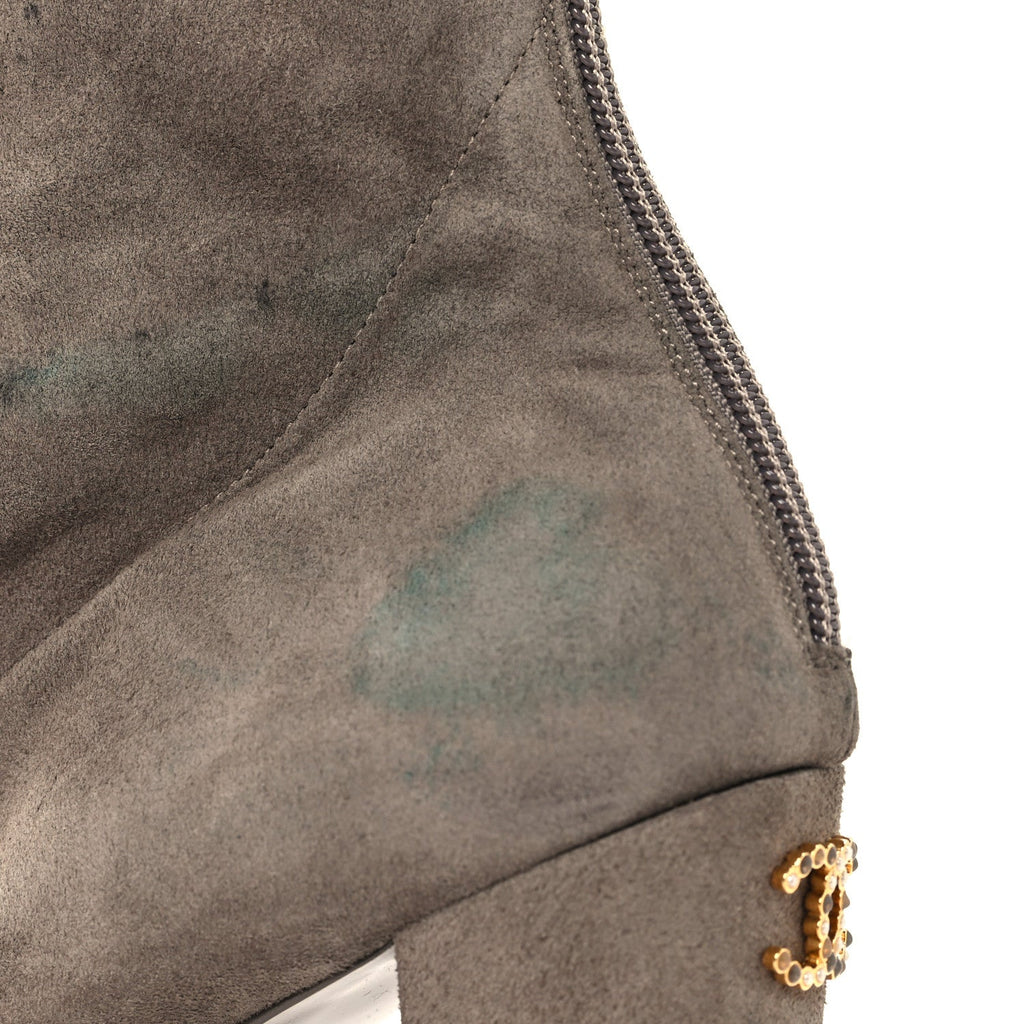 Suede Lambskin Cap Toe CC Boots 39 Beige Black