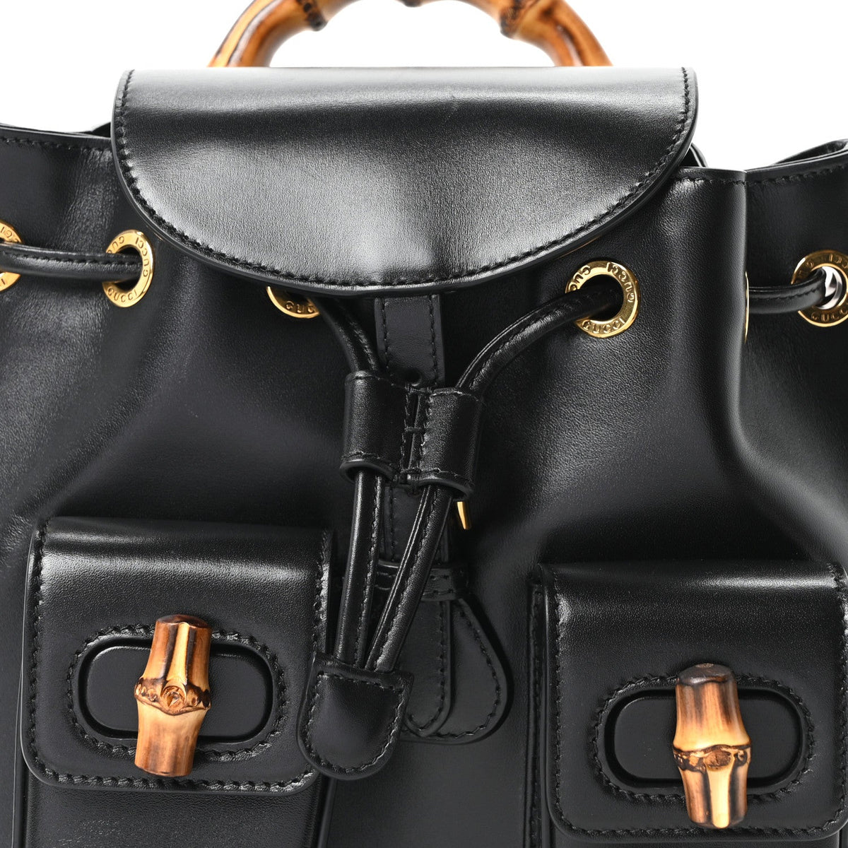 Calfskin Bamboo Backpack Black
