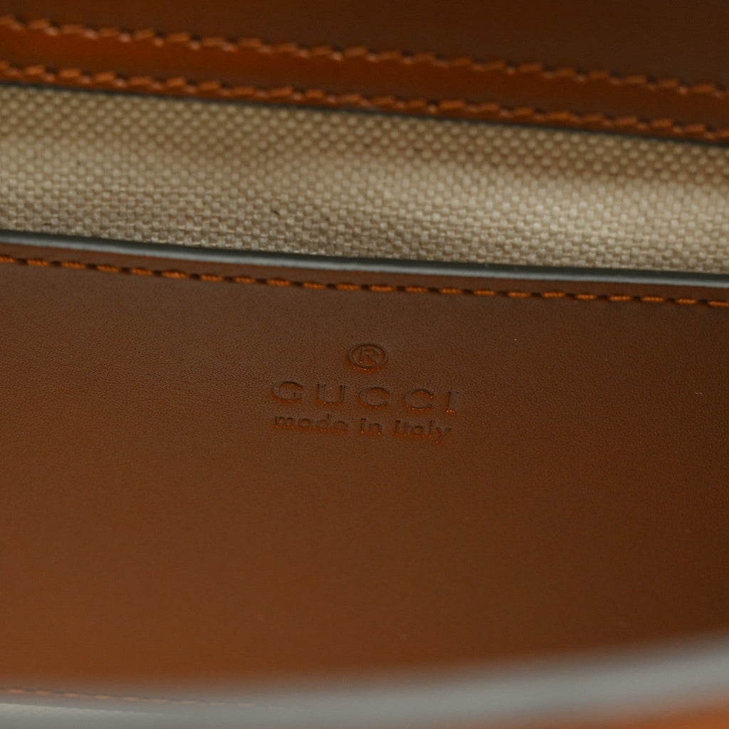 New Canvas Charisma Calfskin Crystal GG Monogram Mini Diana Tote Bag Camel Ebony