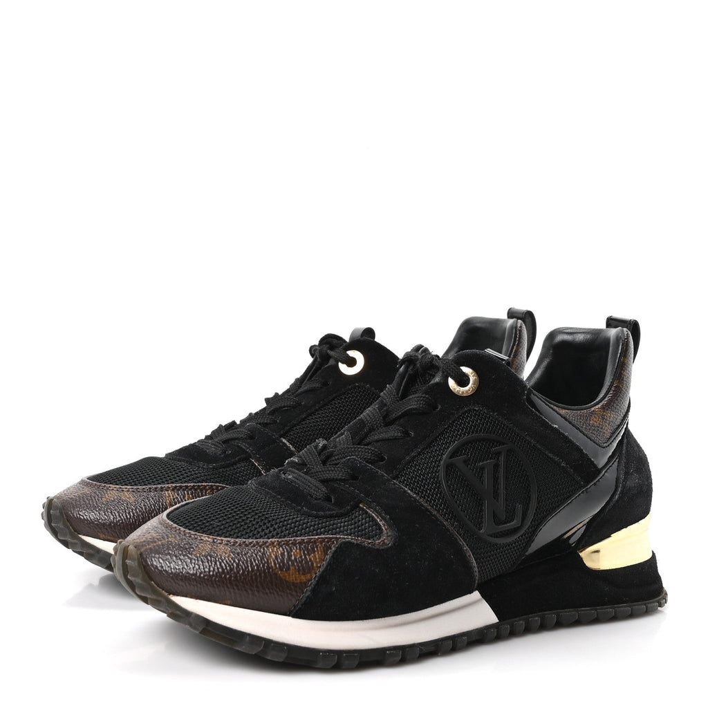 Suede Monogram Run Away Sneakers 36.5 Black
