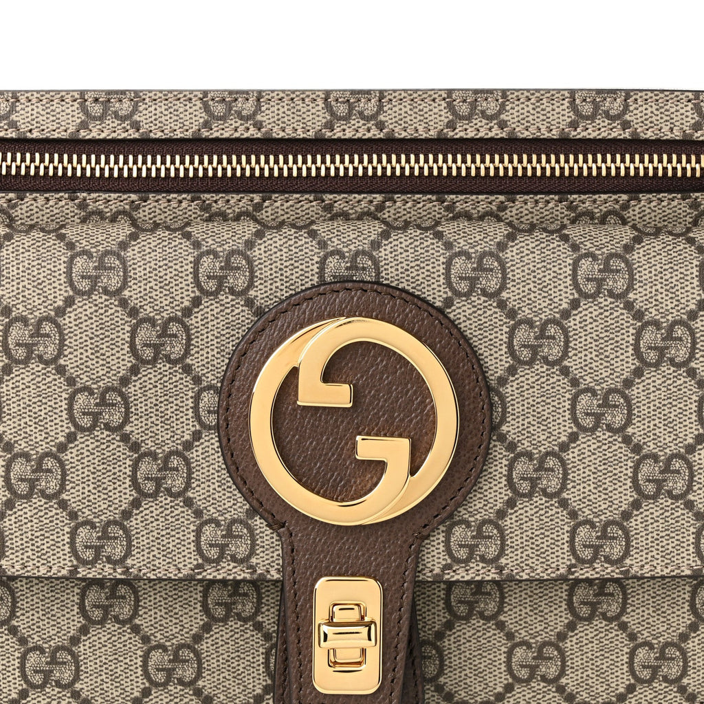 GG Supreme Monogram Textured Dollar Calfskin Blondie Belt Bag Beige Ebony New Acero