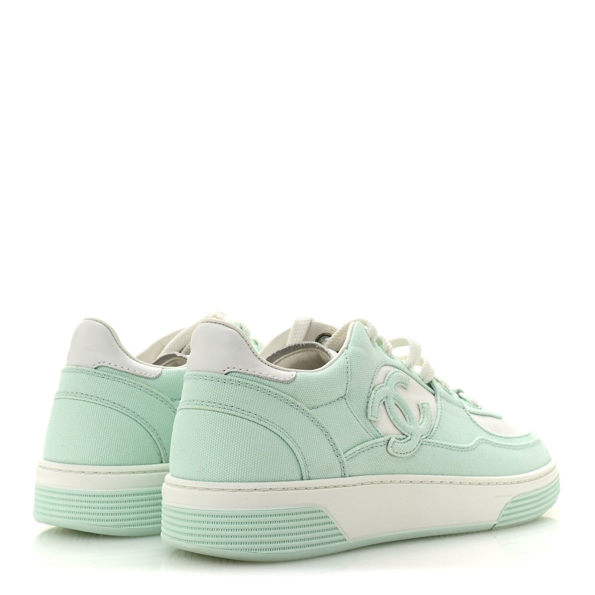 Cotton Sneakers 38.5 Light Turquoise White