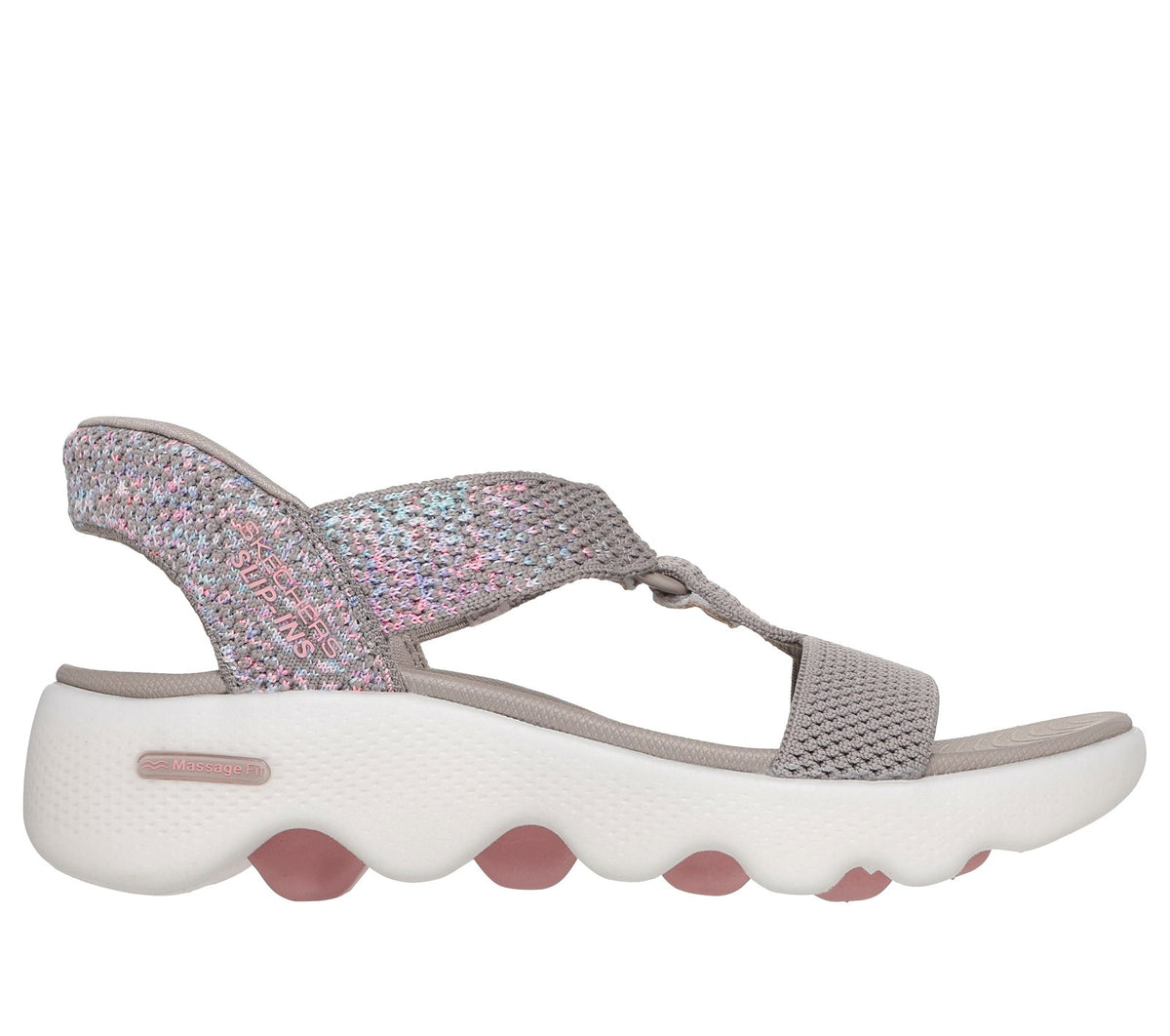 Skechers Slip-ins: GO WALK Massage Fit Sandal - Confetti Sky, TAUPE / MULTI