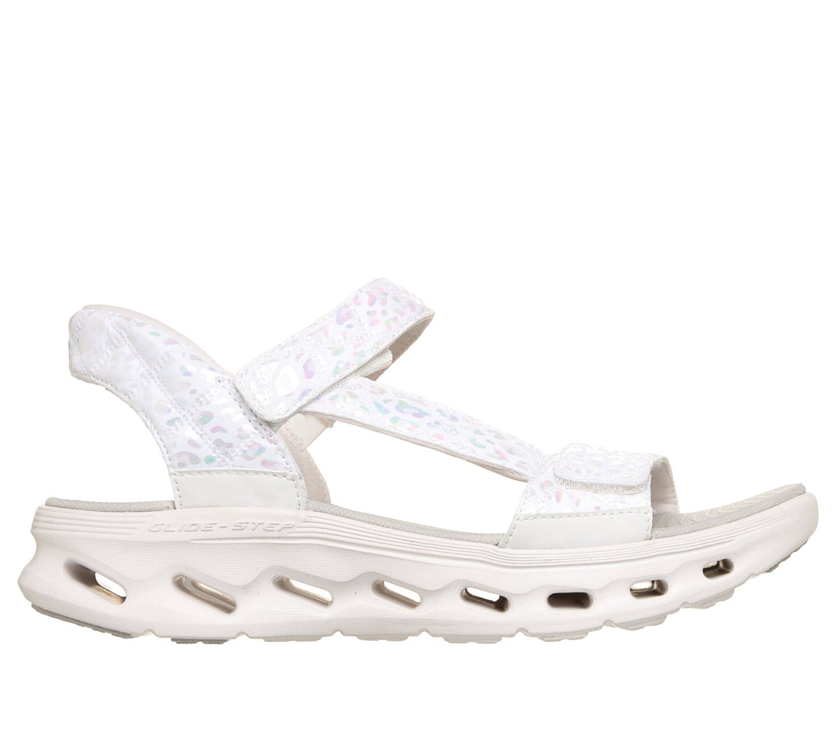 Skechers Slip-ins: GO WALK Glide-Step 2.0 Sandal - Cozy Fit Cecily, WHITE / GRAY