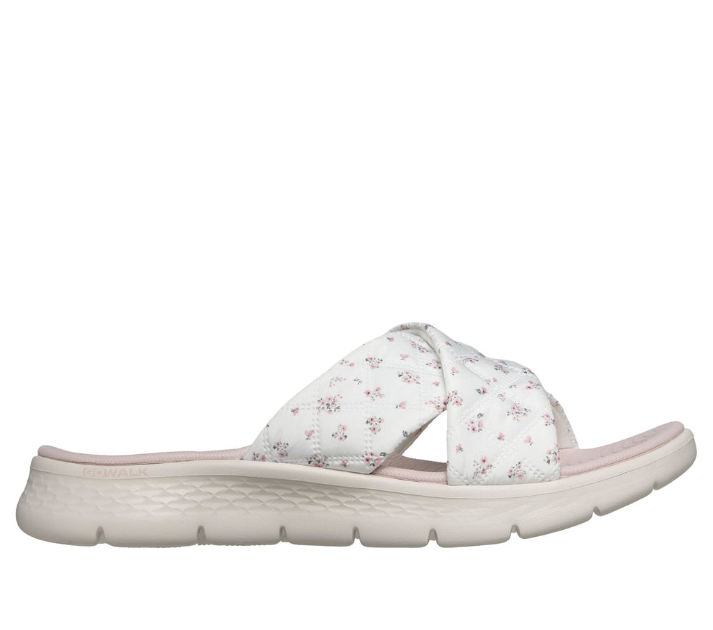 GO WALK Flex Sandal - Cozy Fit Blossom, WHITE / PINK