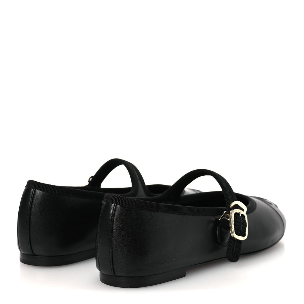Lambskin Mary Jane Flats 37.5 Black