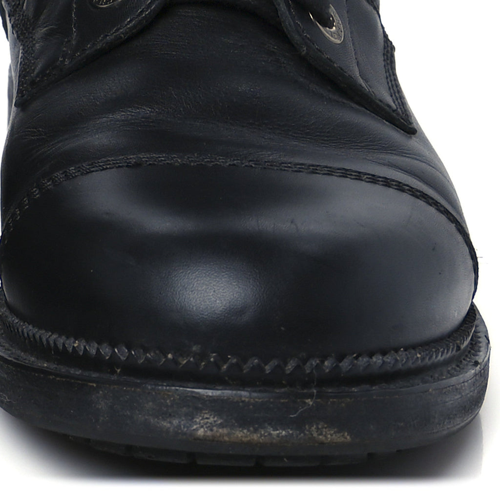 Calfskin Quilted Lace Up Combat Boots 39 Black