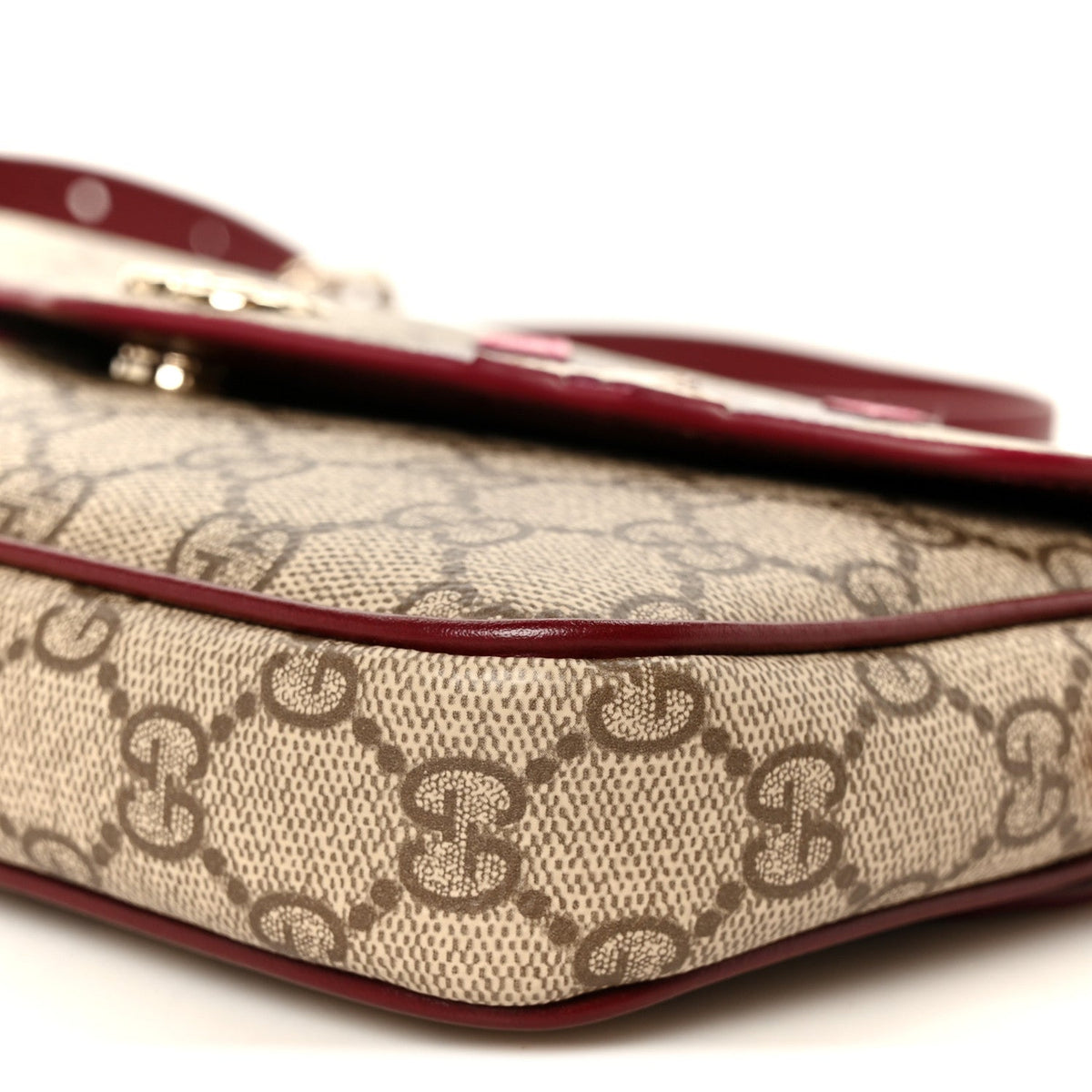 GG Supreme Monogram Cat Print Mini Shoulder Bag Beige Ebony Rosso Ancora