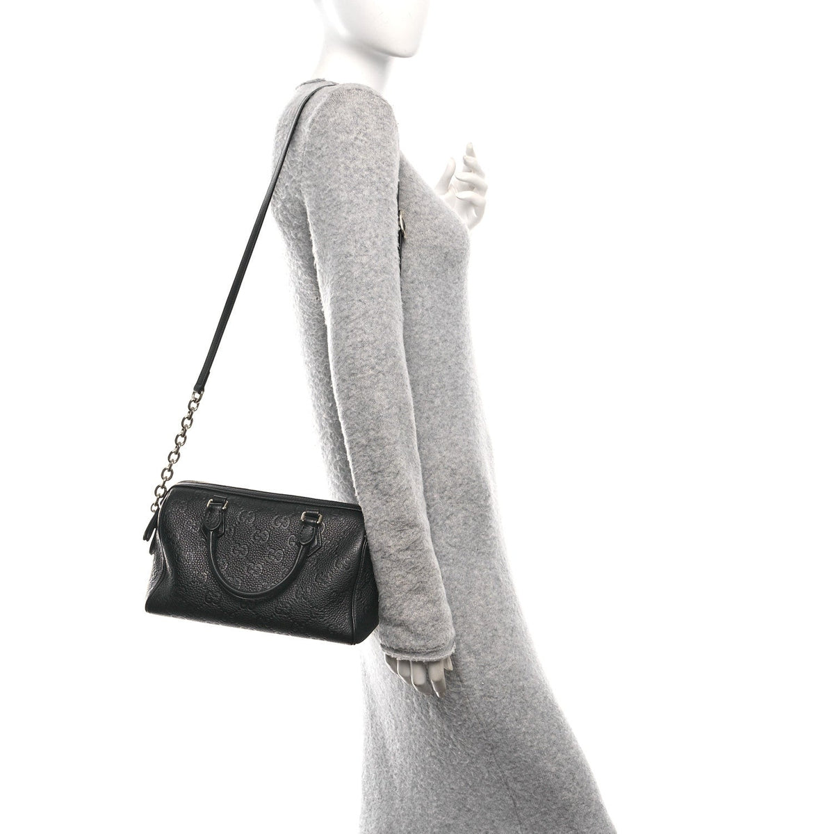 Calfskin GG Emblem Small Top Handle Bag Black