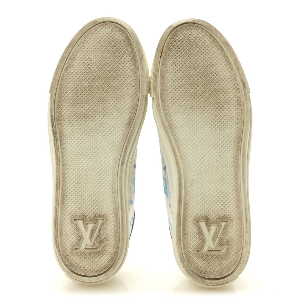 Technical Fabric Calfskin Monogram Stellar Sneakers 35  Blue