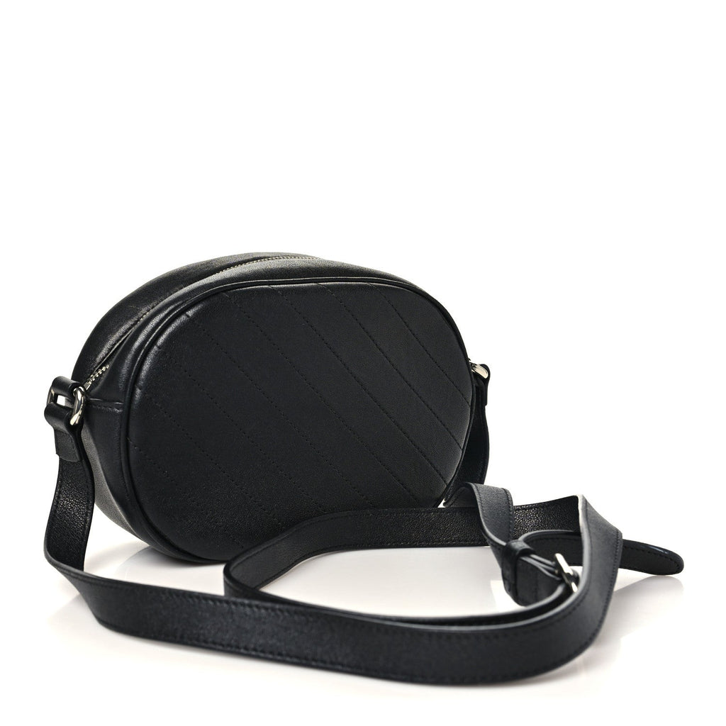 Sakai Be Green Calfskin Diagonal Stitched Mini Blondie Shoulder Bag Black